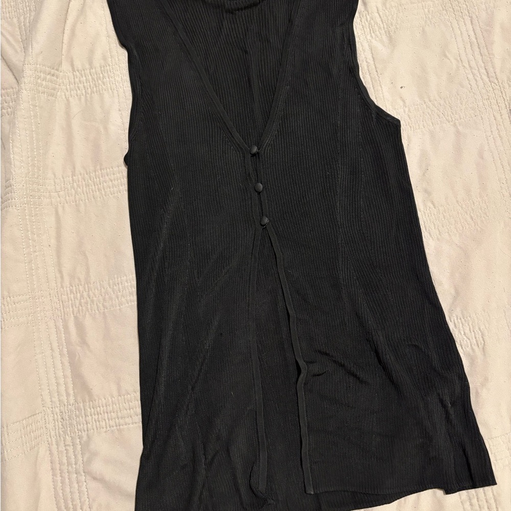Aritzia Black Sleeveless Sheer Front Closure Blouse